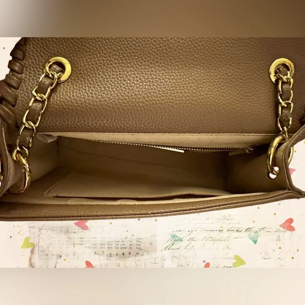 Tory Burch Leather Marion Whipstitch Crossbody Bag with Leather/Gold Chain Strap