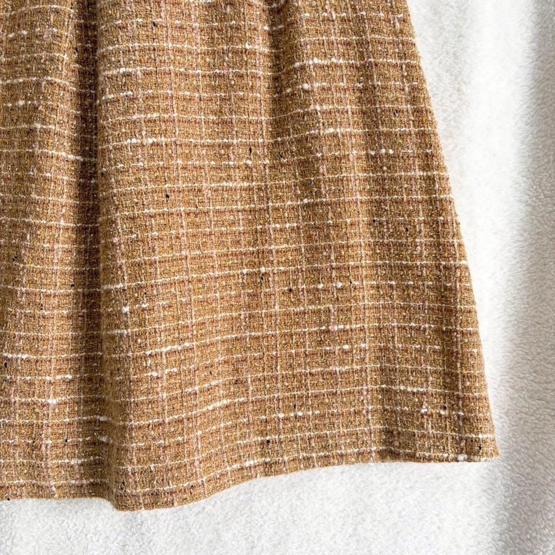 Beautiful Condition DearPrincess Tweed Flare Skirt Made in Japan Knee-Length Beige